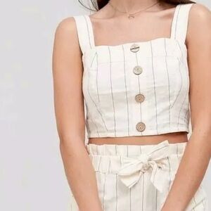 Striped button crop top